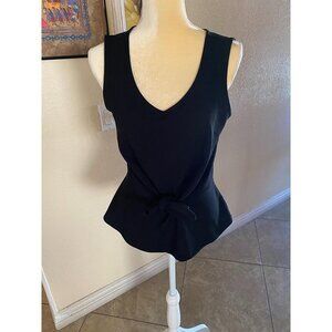 Talbots Sleeveless Cropped Black Tie Front Blouse
